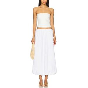 ENZA COSTA Poplin Bubble Skirt Womens Small White Maxi Quiet Luxury Resort NEW